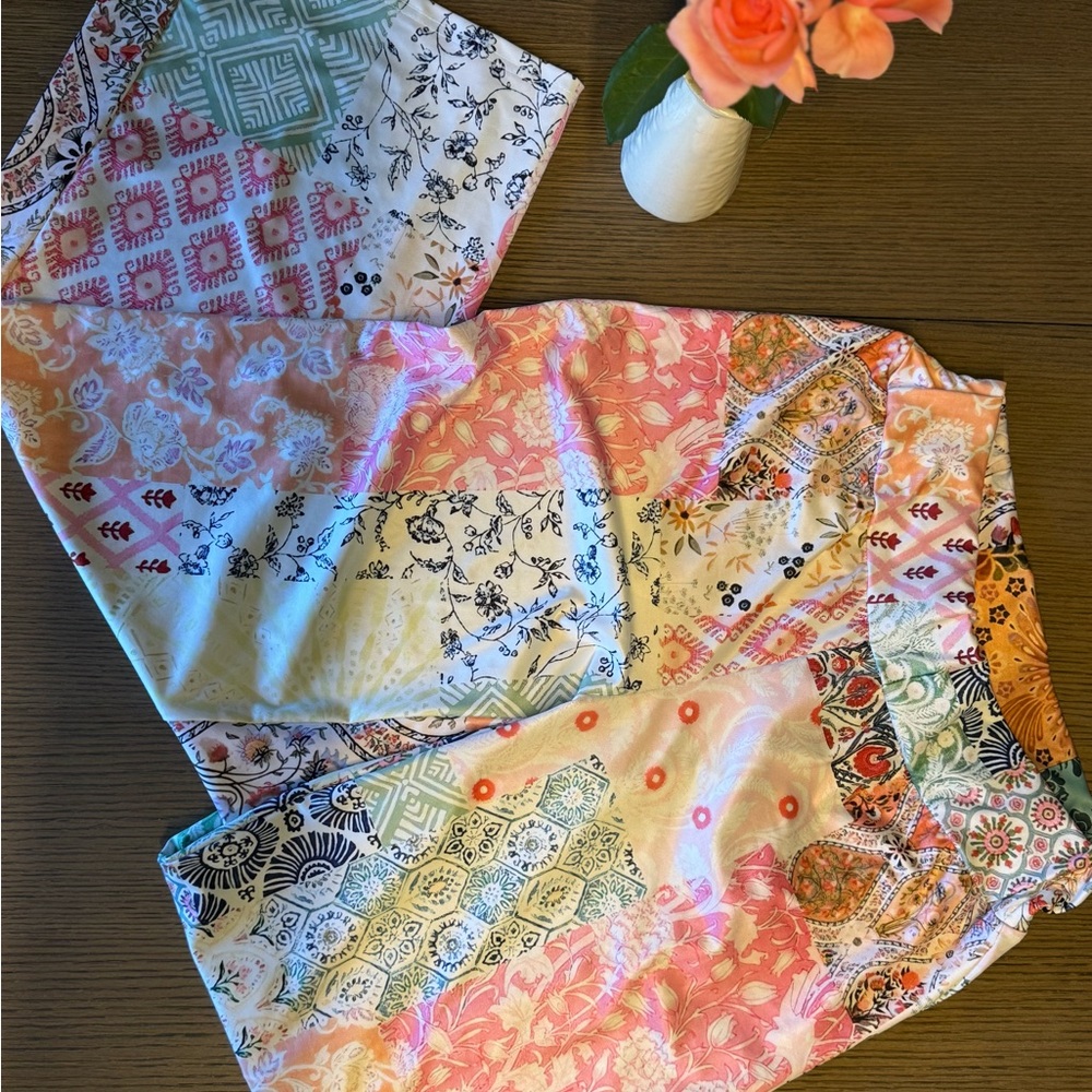 Colorful Patchwork Patterned Pants